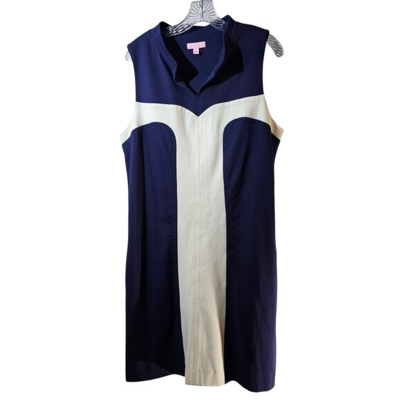 Lilly Pulitzer Beacon Ponte Knit Sheath Dress, Size 14, Blue and White - Picture 1 of 9